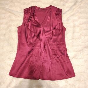 Elie Tahari Plum Colored Ruffle Blouse